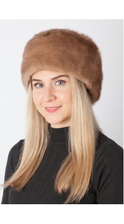 Light brown mink fur hat